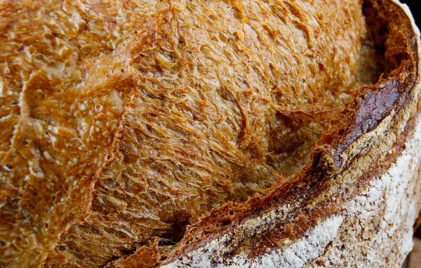 Superfície Pão Bela Crosta Pão Close — Fotografia de Stock