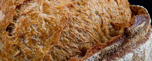 Superfície Pão Caseiro Bela Crosta Pão Close — Fotografia de Stock