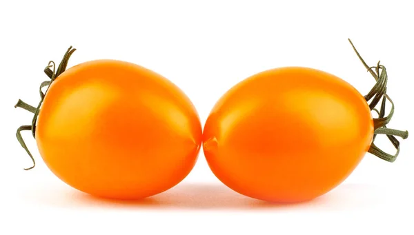 Twee Mooie Gele Tomaten Geïsoleerd Een Witte Achtergrond — Stockfoto