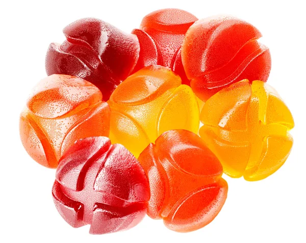 Bunte Marmeladenbonbons Sind Auf Weißem Hintergrund Isoliert — Stockfoto