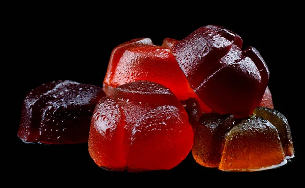 Sehr Schöne Marmeladenbonbons Marmelade Auf Schwarzem Hintergrund — Stockfoto