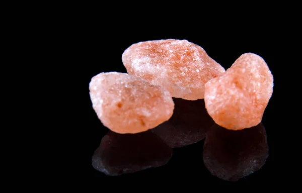 Pink Himalayan Salt Close Black Background — Stock Photo, Image