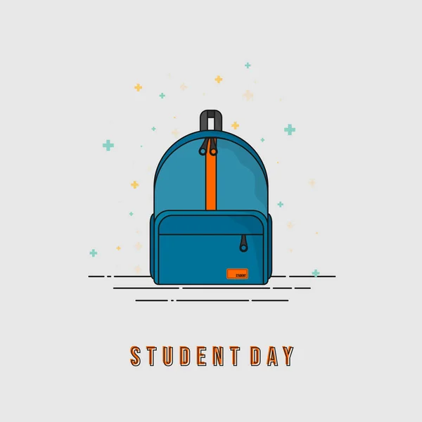 Ilustrasi Vektor Happy Student Day Dengan Desain Blue Bag Templat - Stok Vektor