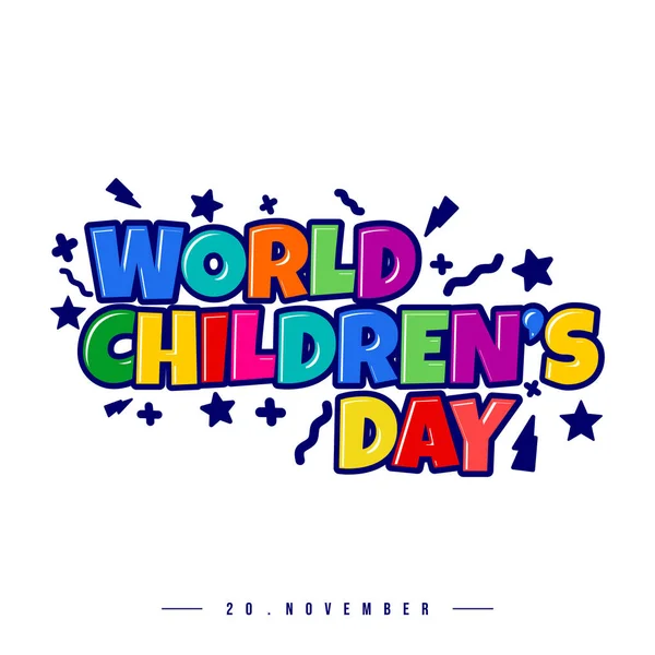 Kleurrijke Typografie Ontwerp Van World Children Day Vector Illustratie Goede — Stockvector