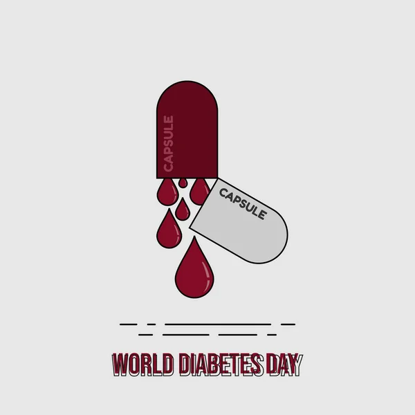 World Diabetes Day Design Bleeding Capsule Medicine Vector Illustration Good — Stock Vector