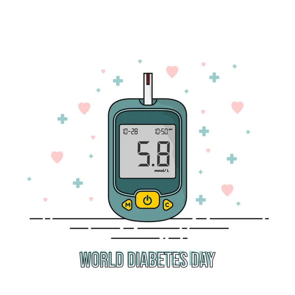World Diabetes Day Design Glucose Level Tester Vector Illustration Good — Stock Vector