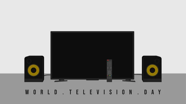 World Television Day Design Television Remote Speaker Vector Illustration 인터넷 — 스톡 벡터