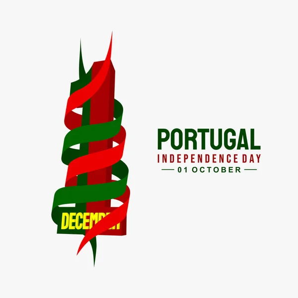 Portugal Día Independencia Con Tipografía Ilustración Vectorial Número Cuando Celebra — Archivo Imágenes Vectoriales