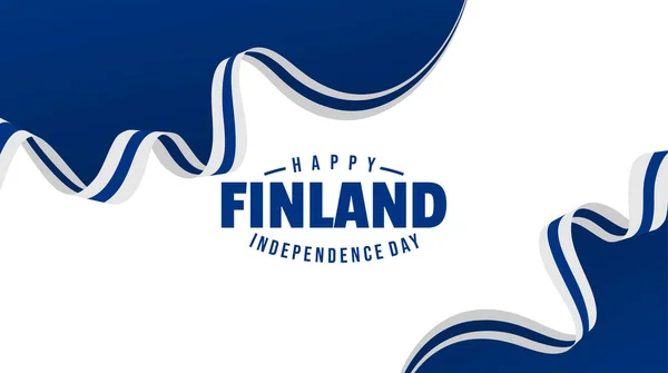 Finsko Independence Day Design White Blue Ribbon Vector Illustration Dobrá — Stockový vektor