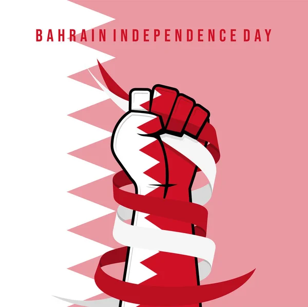 Día Independencia Bahréin Con Mano Coloreada Con Bandera Bahréin Agarrando — Archivo Imágenes Vectoriales