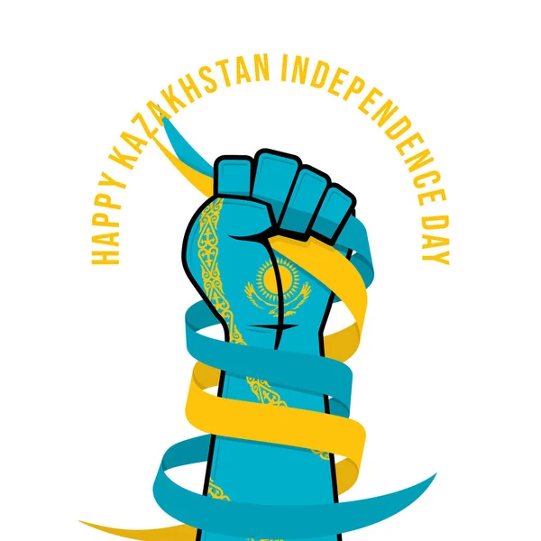 Diseño Del Día Independencia Kazajstán Con Mano Coloreada Con Color — Vector de stock