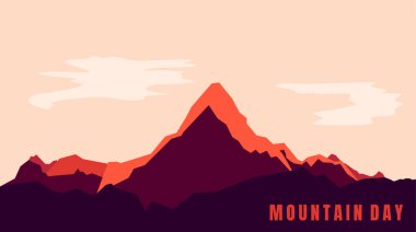 Dağ manzarası, dağ günü için arka plan tasarımı. Dağ ya da macera arkaplan tasarımı için iyi bir şablon.