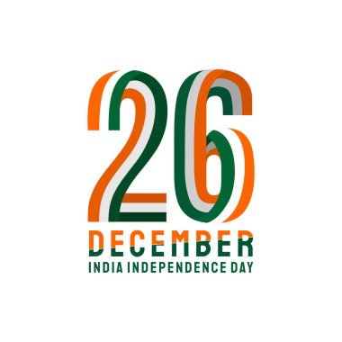 26 Aralık 'ta kutlanan Hindistan Bağımsızlık Günü için 26 numaralı tipografi. Hindistan Ulusal Günü tasarımı için iyi şablon.