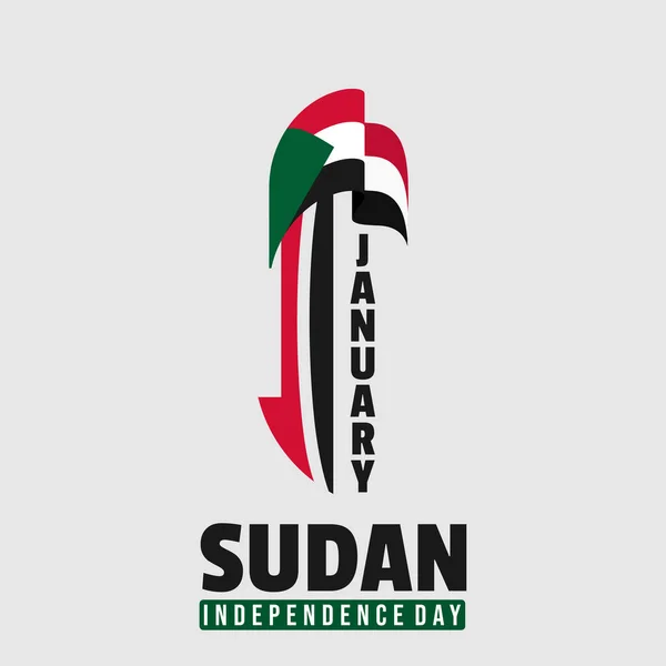 Sudan Bayrağıyla Numaranın Tipografi Tasarımı Ocak Sudan Bağımsızlık Günü Için — Stok Vektör