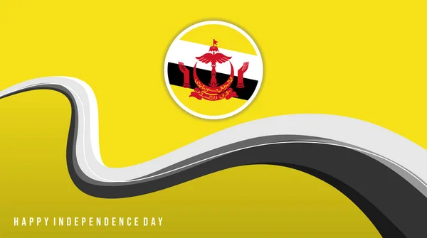 布鲁尼独立日的黄色背景设计 — 图库矢量图片