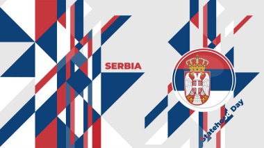 Sırbistan Devlet Günü tasarımı için kırmızı, mavi ve beyaz düşük kamuoyu yoklaması.