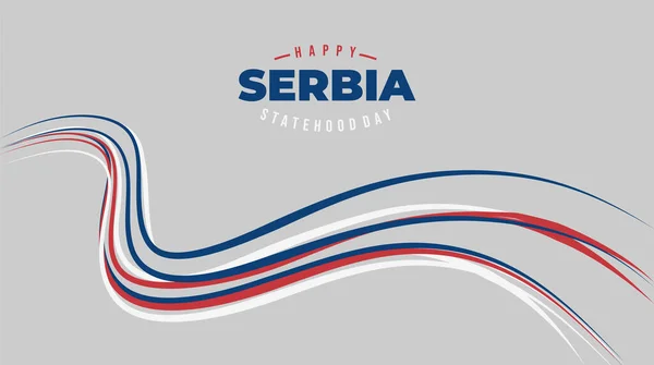 Red Blue White Line Art Background Serbia Statehood Day Design — Stock Vector