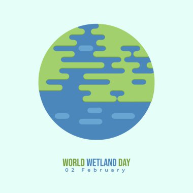 Daire düz dizaynlı dünya sulak gün vektör çizimi. Wetland Day tasarımı için iyi bir şablon.