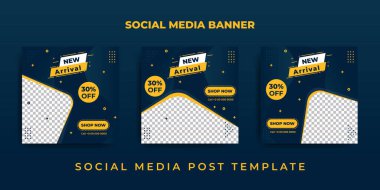 Mavi ve sarı renkli Sosyal Medya Bayrağı. Sosyal medya pazarlama tasarımı için iyi bir şablon.