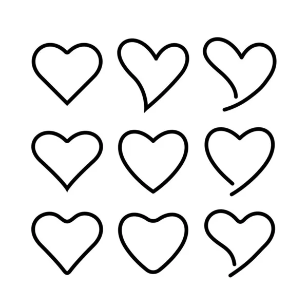 Set Object Heart Line Art Design Good Template Romantic Design — Stock Vector