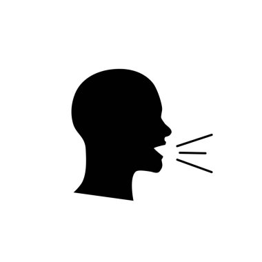 Çığlık atan vektör çizimi. Simge tasarımı için insan çığlık şablonu.