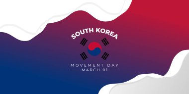 Güney Kore Bağımsızlık Hareketi Günü. Kırmızı ve mavi sıvı arka plan tasarımı. Güney Kore ulusal gün tasarımı için iyi bir şablon.