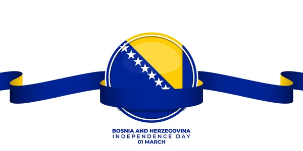 Drapeau Emblème Bosnie Herzégovine Avec Dessin Bannière Bon Modèle Pour — Image vectorielle