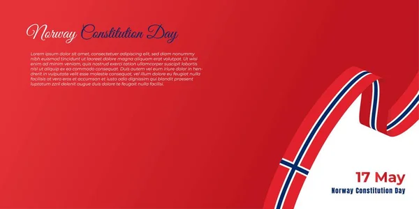 Norvège Constitution Day Design Avec Drapeau Ruban Norway Volant Fond — Image vectorielle