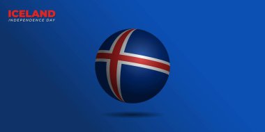 İzlanda Bağımsızlık Günü tasarımı, İzlanda bayrak topu tasarımı. İzlanda Ulusal Günü tasarımı için iyi bir şablon.