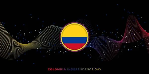 Colombia Independence Day Černé Pozadí Design Kolumbijskou Vlajkou Emblém Abstraktní — Stockový vektor