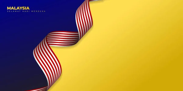 Modré Žluté Pozadí Mávání Malajsijské Vlajky Design Malajsijský Textový Znamená — Stockový vektor