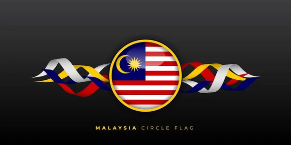 Malajský Kruh Vektorová Ilustrace Vlajky Letící Stuhou Designu Dobrá Šablona — Stockový vektor
