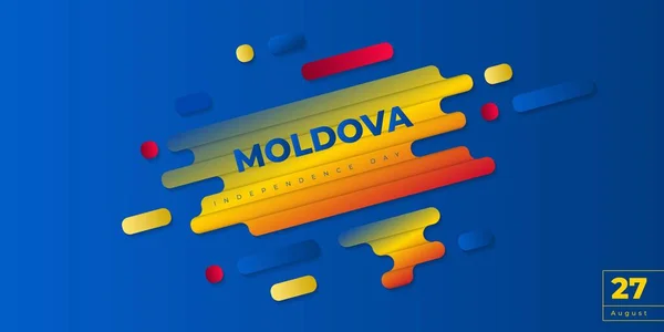 モルドバ独立記念日のシンプルなタイポグラフィと青の背景デザイン モルドバ独立記念日のデザインのための良いテンプレート — ストックベクタ