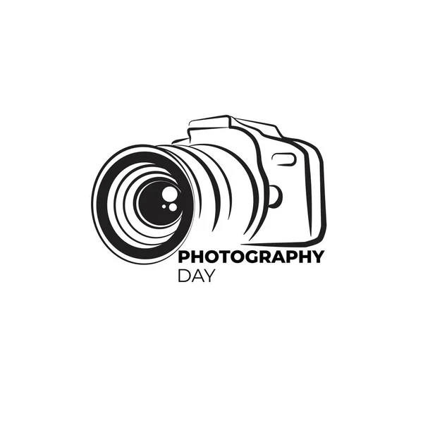 Линейный Арт Дизайн Камеры Хороший Соблазн Дизайна Дня Мировой Фотографии — стоковый вектор