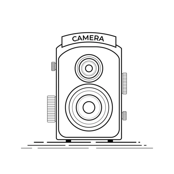 Линейное Искусство Векторной Иллюстрации Классической Камеры Хороший Соблазн Дизайна Логотипа — стоковый вектор