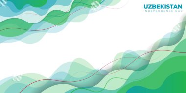 Özbekistan 'ın bağımsızlık günü arkaplanı soyut dalga tasarımı ile. Özbekistan ulusal günü veya bağımsızlık günü tasarımı için iyi bir şablon.