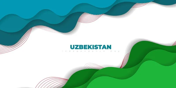 Uzbekistán Independencia Día Fondo Con Diseño Corte Papel Buena Plantilla — Vector de stock