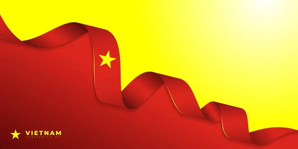 Rood Gele Achtergrond Met Vietnam Vlag Lint Ontwerp Goede Template — Stockvector