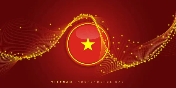 Conception Fond Rouge Avec Illustration Vectorielle Drapeau Rond Vietnam Bon — Image vectorielle