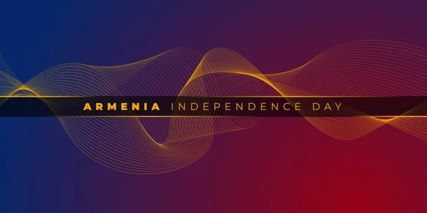 Žlutá Čára Vln Design Červeným Modrým Pozadím Pro Arménie Independence — Stockový vektor