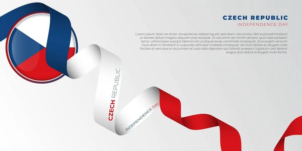 Κυματιστή Κόκκινη Λευκή Και Μπλε Κορδέλα Σχεδιασμού Τσέχικη Σημαία Κύκλο — Διανυσματικό Αρχείο