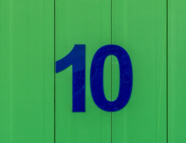 No 10, mavi, parlak yeşil ahşap karşı ayarla