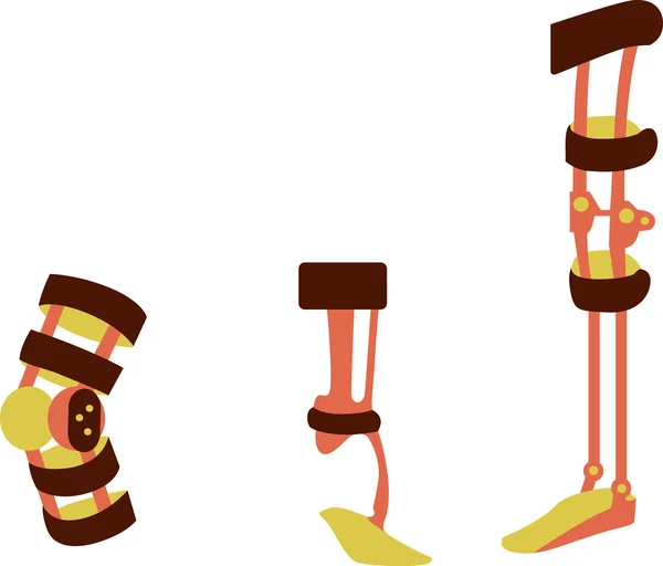 Набор плоского ортеза для ног и колен — стоковый вектор