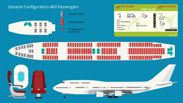 Mapa sedadel letadla — Stockový vektor