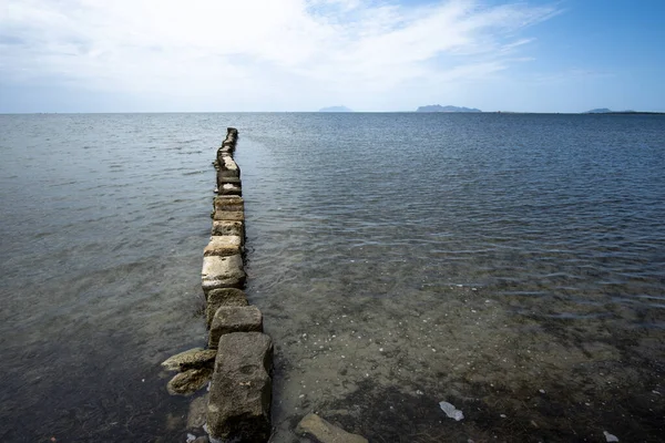 Starobylé Kamenné Molo Laguna Dello Stagnone Marsala Trapani Sicílie Itálie — Stock fotografie