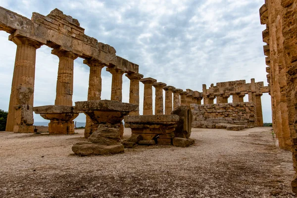 Restos Del Templo Griego Parque Arqueológico Selinunte Trapani Sicilia Italia —  Fotos de Stock