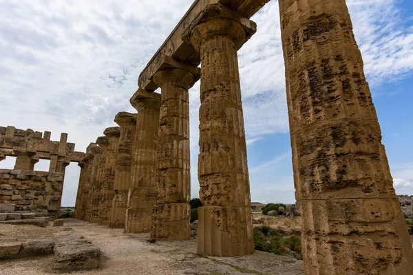 Zbytky Řeckého Chrámu Archeologickém Parku Selinunte Trapani Sicílie Itálie — Stock fotografie