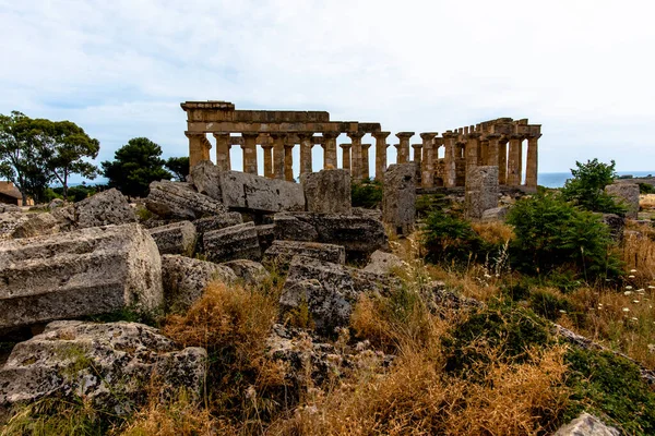 Restos Del Templo Griego Parque Arqueológico Selinunte Trapani Sicilia Italia —  Fotos de Stock