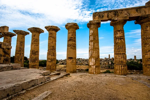 Zbytky Řeckého Chrámu Archeologickém Parku Selinunte Trapani Sicílie Itálie — Stock fotografie