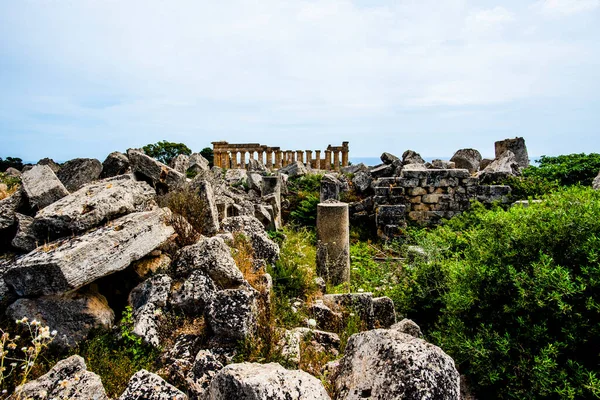 Zbytky Řeckého Chrámu Archeologickém Parku Selinunte Trapani Sicílie Itálie — Stock fotografie